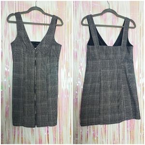 Forever 21 Plaid Pinafore Mini Dress | Sleeveless Zip Front, Size Large